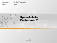 Yule, Speech Acts Pertemuan 7 Matakuliah: G1042/Pragmatics Tahun: ppt download