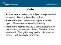 Forms of the Verbs Meeting 9 Matakuliah: G0794/Bahasa Inggris Tahun: ppt download