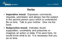 Forms of the Verbs Meeting 9 Matakuliah: G0794/Bahasa Inggris Tahun: ppt download