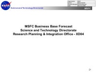 Science and Technology Directorate MSFC 1 MSFC Business Base Forecast Science and Technology Directorate Dr. Ann F. Whitaker... 