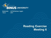 Reading Exercise Meeting 6 Matakuliah: G0794/Bahasa Inggris Tahun: ppt download