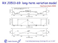 Vadim Burwitz X-ray Grating Spectroscopy, Cambridge, MA, July 12, 2007 The complex and variable X-ray spectra of the super-soft... 