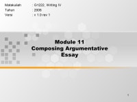 1 Module 11 Composing Argumentative Essay Matakuliah: G1222, Writing IV Tahun: 2006 Versi: v 1.0 rev ppt download