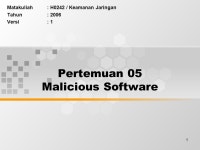1 Pertemuan 05 Malicious Software Matakuliah: H0242 / Keamanan Jaringan Tahun: 2006 Versi: ppt download
