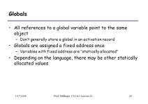 3/17/2008Prof. Hilfinger CS 164 Lecture 231 Run-time organization Lecture ppt download