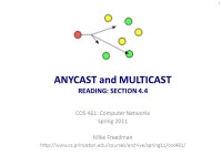 ANYCAST and MULTICAST READING: SECTION 4.4 COS 461: Computer Networks Spring 2011 Mike Freedman -  ppt download