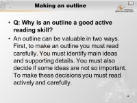 1 Pertemuan 9 Making an outline Matakuliah: G1072 – Reading 1 Tahun: 2005 Versi: revisi ppt download