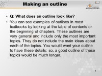 1 Pertemuan 9 Making an outline Matakuliah: G1072 – Reading 1 Tahun: 2005 Versi: revisi ppt download