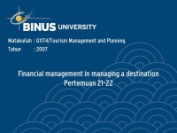 Financial management in managing a destination Pertemuan Matakuliah: G1174/Tourism Management and Planning Tahun: ppt download