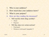 1/28/05lecture022 Generally, the audience falls into four broad groups: 1.Technical peers 2.Technically-savvy. -  ppt download