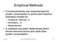 10/13/05ELEC / Lecture 131 ELEC / (Fall 2005) Special Topics in Electrical Engineering Low-Power Design of Electronic Circuits.... 