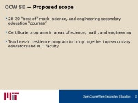 OpenCourseWare Secondary Education. › Inspire students to pursue degrees, and eventually careers, in STEM fields › Prepare... 