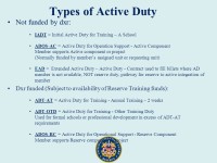 D8 dxr Reserve 101. Overview Reserve Component Categories Types of Inactive Duty Sample IDT orders, IDT travel, berthing Types of... 