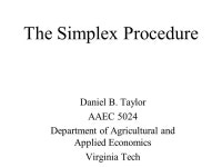 The Simplex Procedure Daniel B. Taylor AAEC 5024 Department of Agricultural and Applied Economics Virginia Tech. -  ppt download