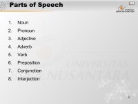 1 Matakuliah: G0374/Business Writing Tahun: September 2006 Use of English Parts of Speech Subject-verb Agreement Punctuation Some... 