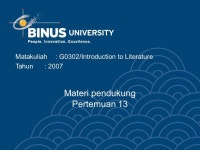 Materi pendukung Pertemuan 13 Matakuliah: G0302/Introduction to Literature Tahun: ppt download