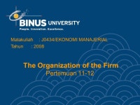 The Organization of the Firm Pertemuan Matakuliah: J0434/EKONOMI MANAJERIAL Tahun: ppt download