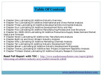 Global Lubricating Oil Additive Industry 2015 Market Research Report Joel John 3422 SW 15 Street, Suit #8138, Deerfield Beach... 
