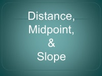 The Distance Formula Find the distance between (-3, 2) and (4, 1) x 1 = -3, x 2 = 4, y 1 = 2, y 2 = 1 d = Example: -  ppt... 