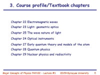 Major Concepts of Physics PHY102 – Lecture #  Syracuse University Major Concepts of Physics PHY102 January 12 th, 2015 Prof.... 