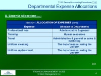 FINANCIAL MANAGEMENT GUIDE © Marin Management, Inc General Accounting Procedures, 7141 Departmental Expense Allocations A. The... 