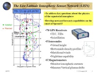 17-21 November 2008ESWW51 SWWT Ionospheric Effects Topical Group Agenda –The Low-latitude Ionospheric Sensor Network (LISN)... 