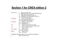 CREX CREX Code Form Examples of CREX messages Sections of a CREX message Section 0 – Indicator Section CREX Beginning of a CREX... 