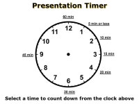Presentation Timer Select a time to count down from the clock above 60 min 45 min 30 min 20 min 15 min 10 min 5 min or less.... 