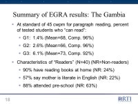 1 Assessing Early Grade Reading: Results from Pilots in English, French and Spanish Amber Gove, PhD RTI International January 16... 