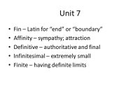 British Literature Vocabulary List. Unit One Bell – from the Latin for “war” Antebellum – existing before a war Bellicose... 
