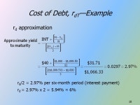 Cost of Capital = Asset Value CF 1 (1 + r) 1 ^ + CF 2 (1 + r) 2 ^ + … + CF n (1 + r) n ^ r = firm’s required rate of return... 