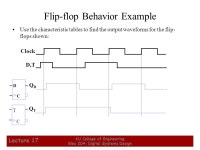 1 KU College of Engineering Elec 204: Digital Systems Design Lecture 17 Design a clock synchronous sequential circuit with two... 