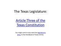 GOVT 2302 The Texas Legislature – Constitutional Design. -  ppt download