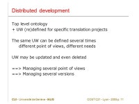 CUI - Université de Genève - IAUGCOST C21 - Lyon p. 1 Ontology storage & management and Integration within 3D city models... 