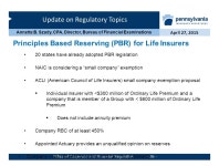 Update on Regulatory Topics April 27, 2015 Office of Corporate and Financial Regulation Annette B. Szady, CPA, Director, Bureau... 