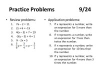 Warm Up9/24 One number is 5 more than 3 times another number. The sum of the numbers is 45. Find the numbers. -  ppt download