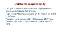 Status of the PiN diodes irradiation tests B. Abi( OSU), R. Boyd (OU), P. Skubic (OU), F. Rizatdinova (OSU), K.K. Gan (Ohio State... 