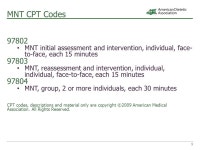 Review of Codes, Coverage Trends and Advocacy Resources Pam Michael, MBA, RD Director, American Dietetic Association Nutrition... 