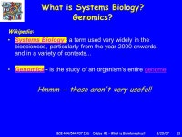 8/20/07BCB 444/544 F07 ISU Dobbs #1 - What is Bioinformatics?1 Lecture 1 What is Bioinformatics? (Genomics? Computational... 