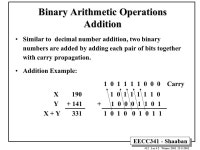 #1 Lec # 2 Winter EECC341 - Shaaban Positional Number Systems A number system consists of an order set of symbols (digits) with... 