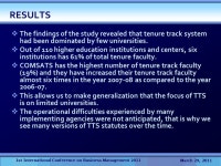 TTS IN HIGHER EDUCATION INSTITUTIONS 1st International Conference on Business Management 2011 Tuesday March 29, 2011 AN... 
