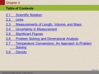 Chapter 2 Measurements and Calculations. Chapter 2 Table of Contents Return to TOC Copyright © Cengage Learning. All rights... 