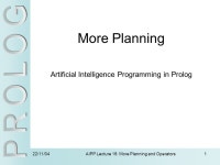 22/11/04 AIPP Lecture 16: More Planning and Operators1 More Planning Artificial Intelligence Programming in Prolog. -  ppt download