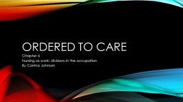 ORDERED TO CARE Chapter 6 Nursing as work: divisions in the occupation By Corrina Johnson. -  ppt download
