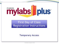 Confidential - Pearson © 2008 Temporary Access First Day of Class Registration Instructions First Day of Class Registration... 