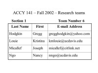 ACCY 141 – Fall 2003 – Research teams Section 1Team Number 1 Last NameFirst Address -  ppt download