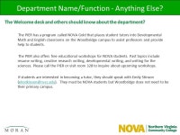 Faculty Presentation. Department Name/Function Mission: To serve the students of the Northern Virginia Community College system... 