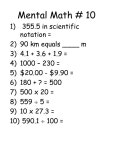 Guidelines for Mental Math 3 to 5 times per week 10 questions each test 5 seconds to answer each question Test is self corrected... 