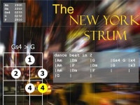 The NEW YORK strum dance beat in 2 |Am |Dm |G |Gs4 G |x4 |Am |F |Dm |G |x3 |Am |Dm |F | | |G | | Am2000 Dm2210 Gs40233 G0232... 