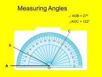 A 180 o Protractor Outside scale from 0 o to 180 o going in a clockwise direction. Inside scale from 0 o to 180 o going in an... 